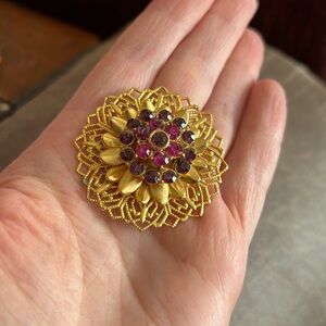 Vintage Brooch Pin Purple Floral Burst